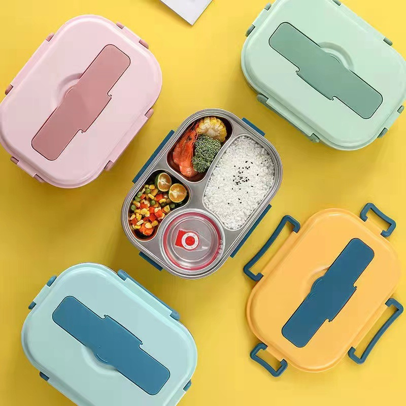 Insulated Stainless Steel Lunch Box with Leak-Resistant Seal and Removable Divider