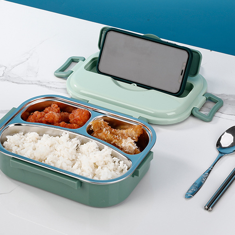 Insulated Stainless Steel Lunch Box with Leak-Resistant Seal and Removable Divider