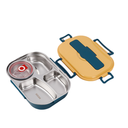 Insulated Stainless Steel Lunch Box with Leak-Resistant Seal and Removable Divider