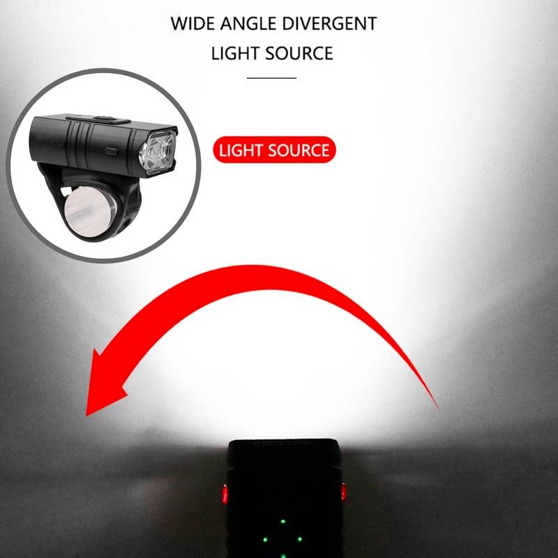 LED Bicycle Light Set with 1000 Lumen Headlight and Red Taillight, 6 Modes