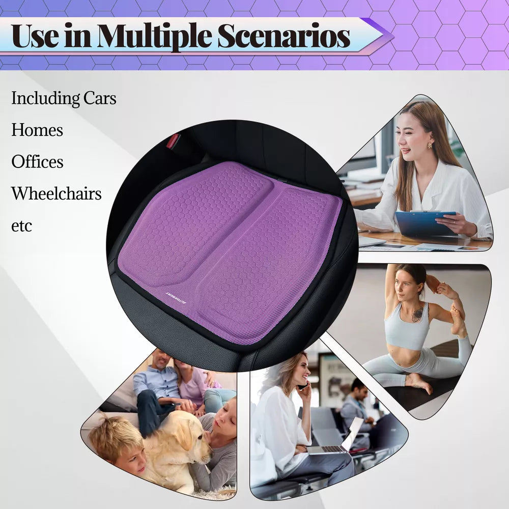 Gel Memory Foam Seat Cushion with Honeycomb Airflow and Cooling Layer