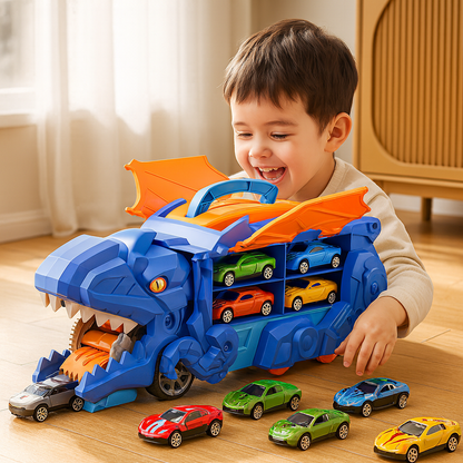 Transforming Dinosaur Truck with LED Lights and 2 Toy Cars
