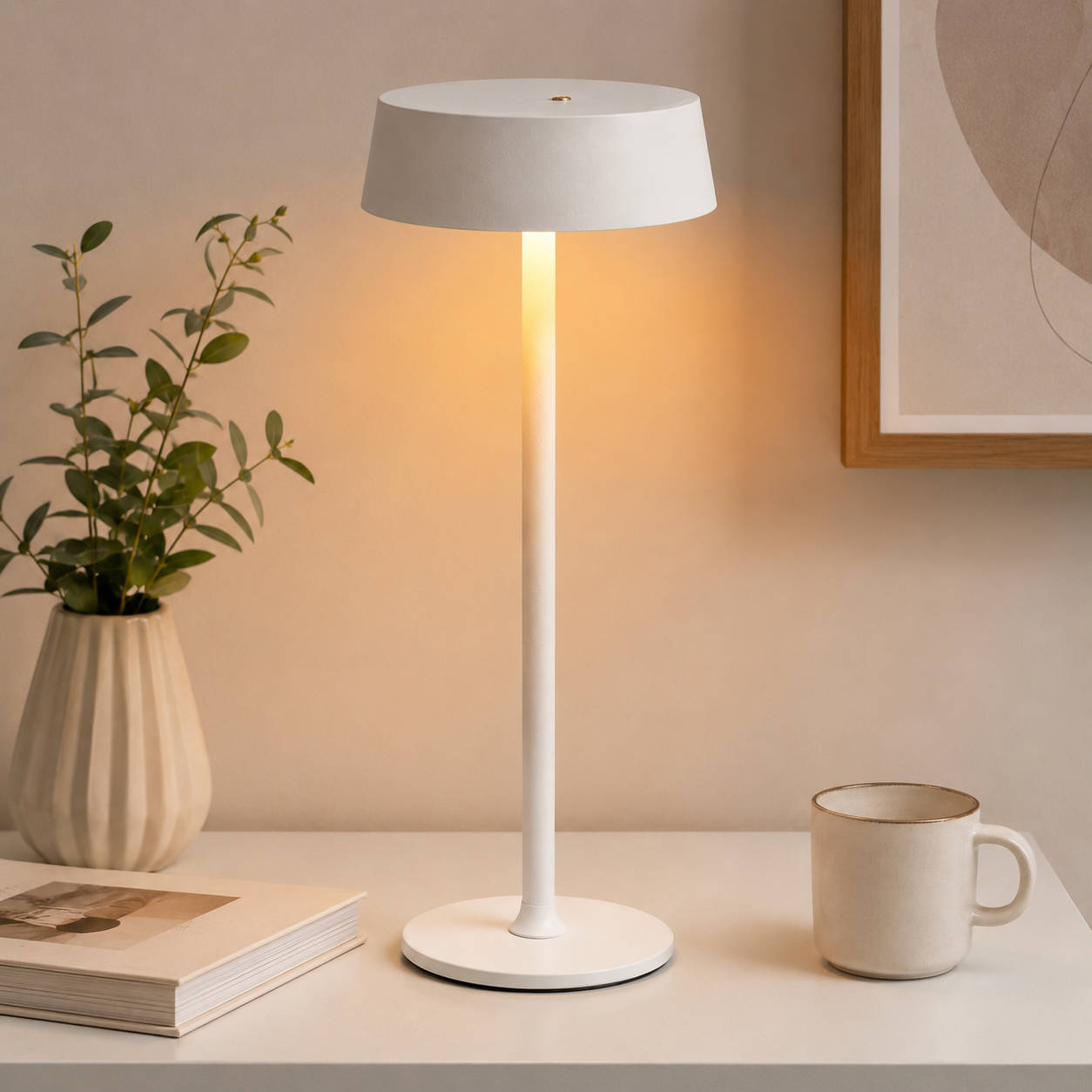 Touch Control Table Lamp, Rechargeable Dimmable LED Bedside Light, Portable Ambient Night Lamp for Bedroom and Living Room