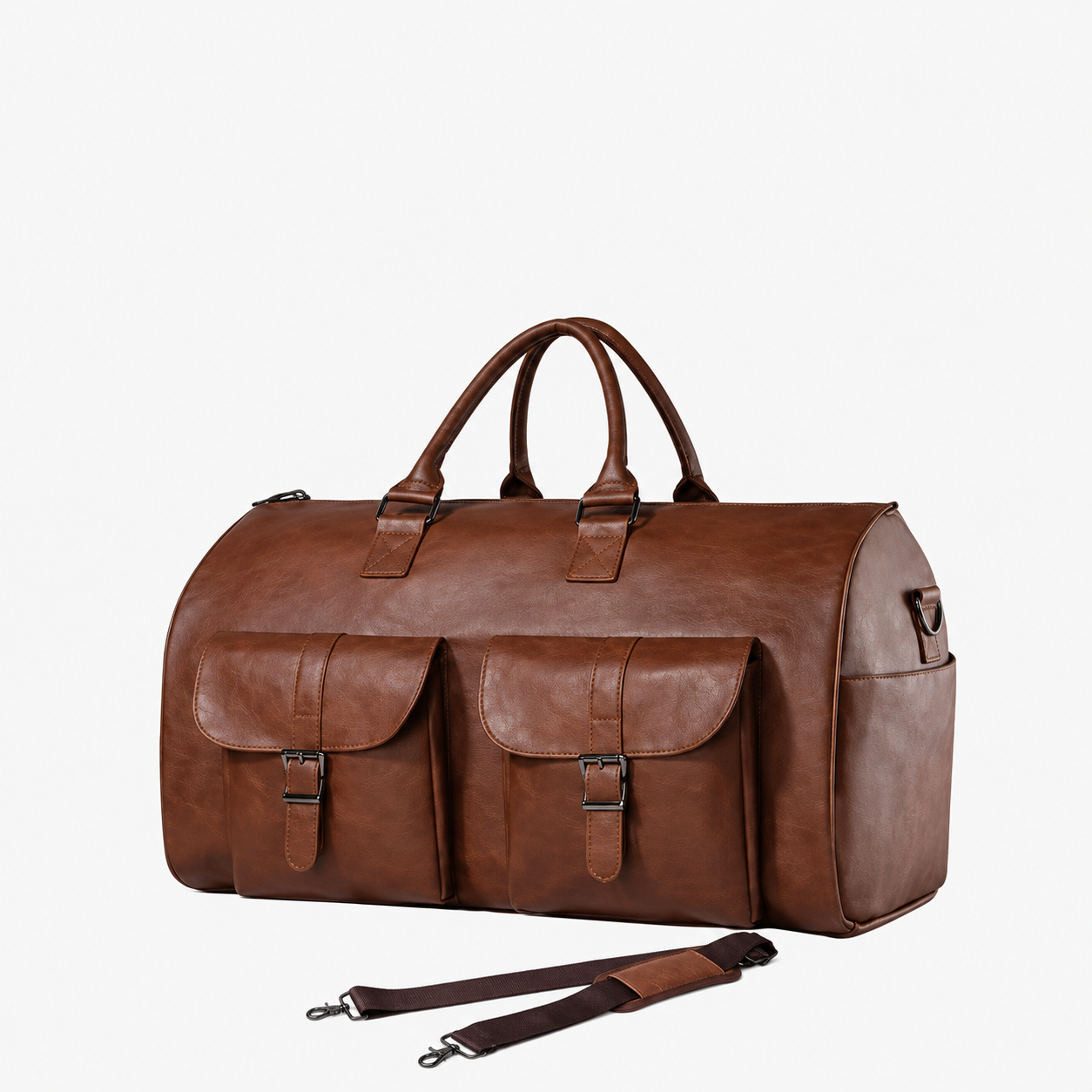 Convertible Travel Duffle Bag with Garment Buckles and Shoe Compartment, Telescoping Handle