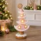 Gingerbread Christmas Tree with LED Lights and Pink Resin, 10.8in Tabletop Decoration