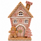 Illuminated Gingerbread House with Pastel Frosting Details and Built In LED