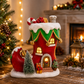 Lighted Resin Boot House with Built-In Window Lighting and Festive Molded Details