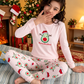 Girls Fruit Print Pajama Set with Stretch Knit Fabric and Long Sleeves