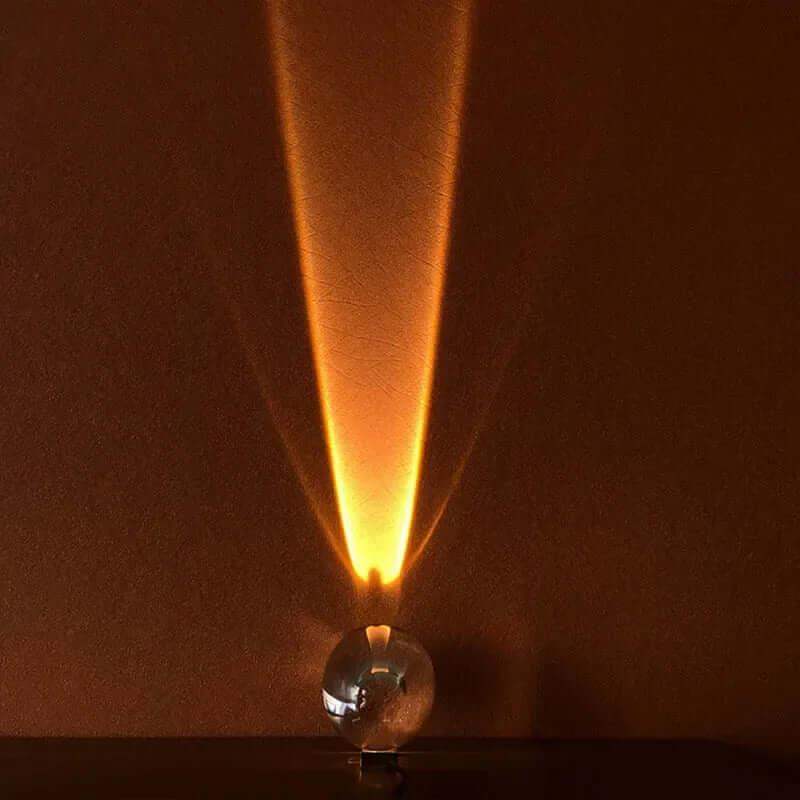 Crystal Atmosphere Lamp Elegant Ambient Lighting with a cone of light directed downwards on a dark background