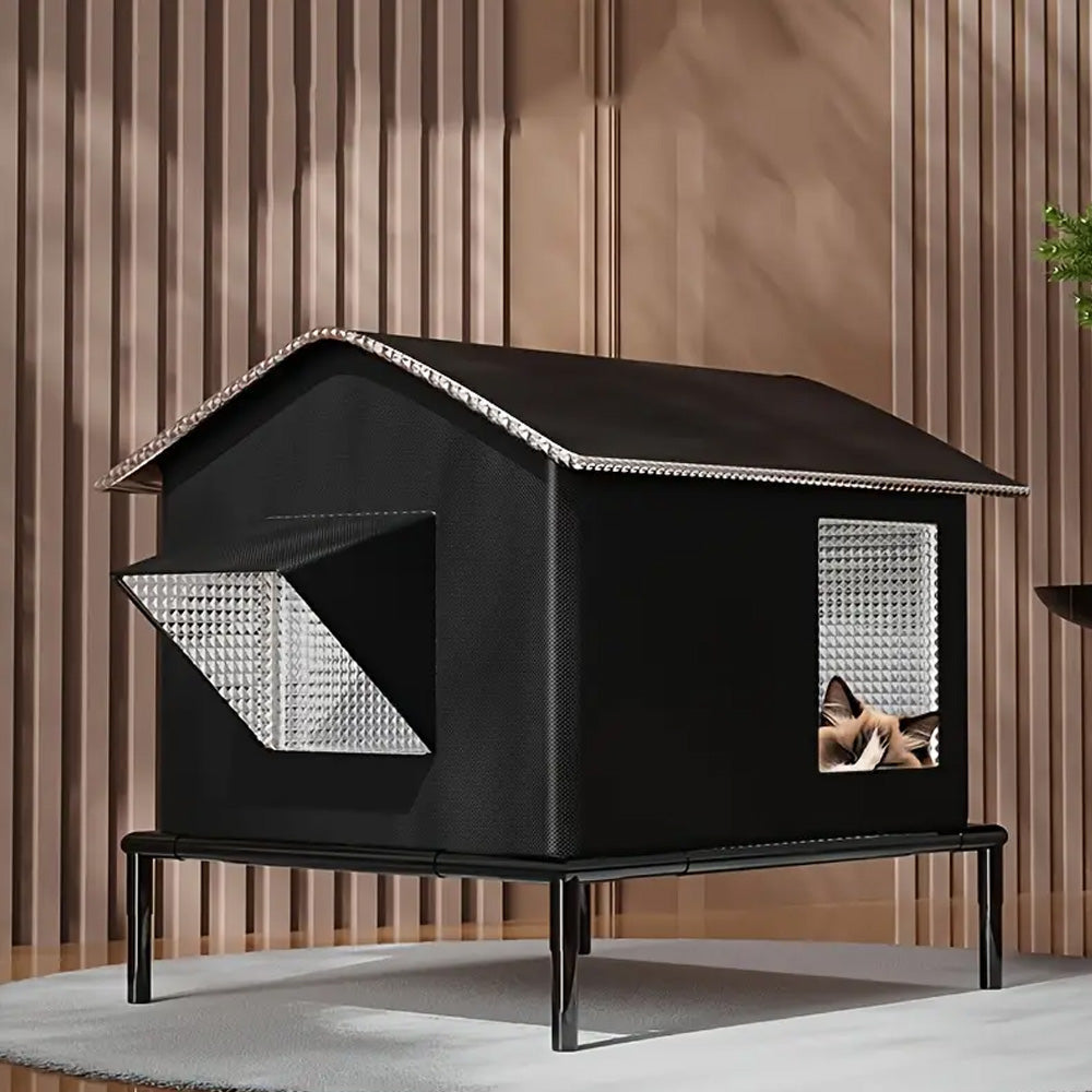 Raised Pet Bed with Moisture-Shedding Fabric and Stainless Steel Frame for Cats and Small Dogs