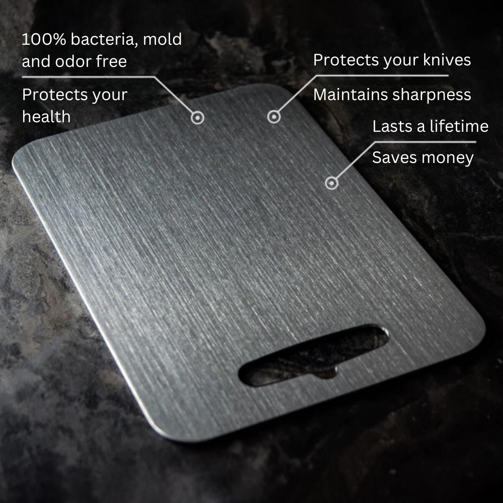 Titanium Cutting Board with Antibacterial Surface and Rounded Safety Edges