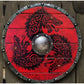 Wooden Viking Shield with Double Raven Design and Battleworn Finish, 12 Inch
