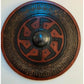 Wooden Viking Shield with Double Raven Design and Battleworn Finish, 12 Inch