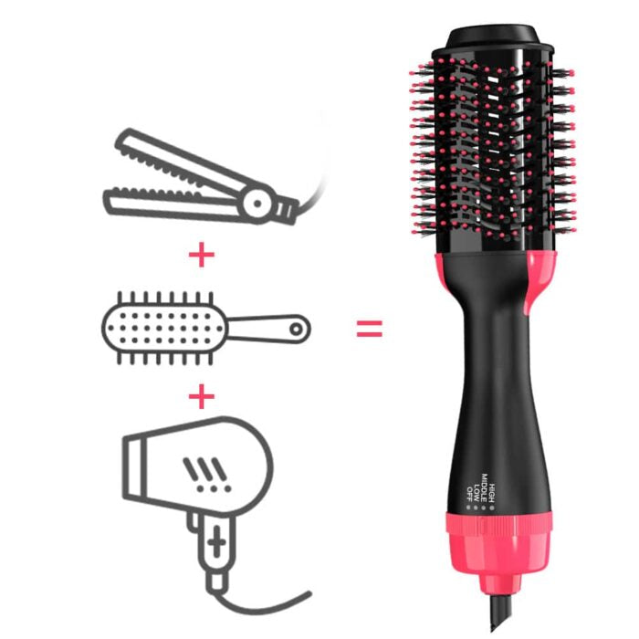 Hot Air Brush with Ceramic Barrel and Four Heat Settings for Drying and Styling