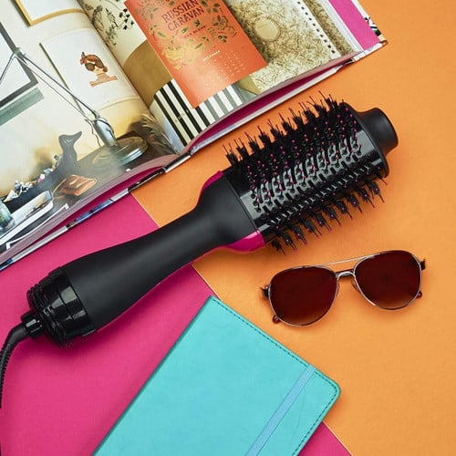 Hot Air Brush with Ceramic Barrel and Four Heat Settings for Drying and Styling