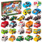 Pull Back Car Advent Calendar with 24 Toy Vehicles and Numbered Doors for Ages 3 and Above