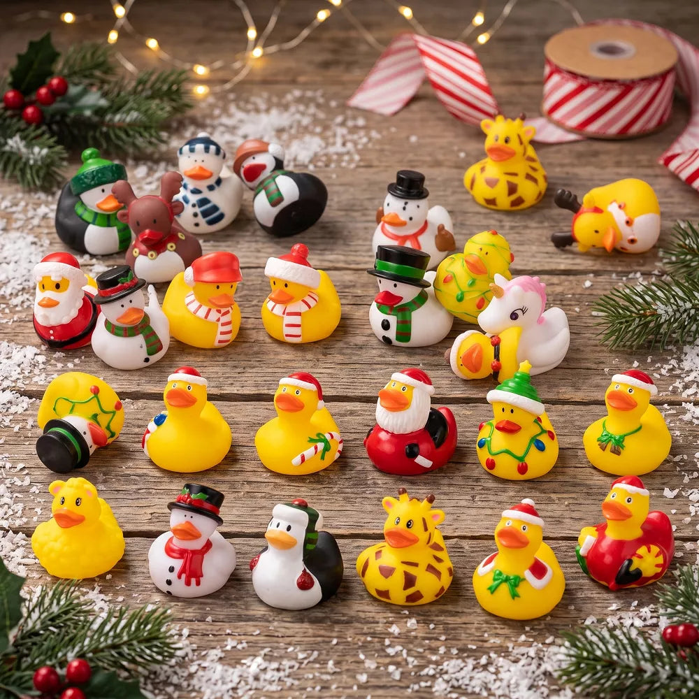 Rubber Duck Advent Calendar with 24 Collectible Ducks and Bath Toys, Holiday Designs