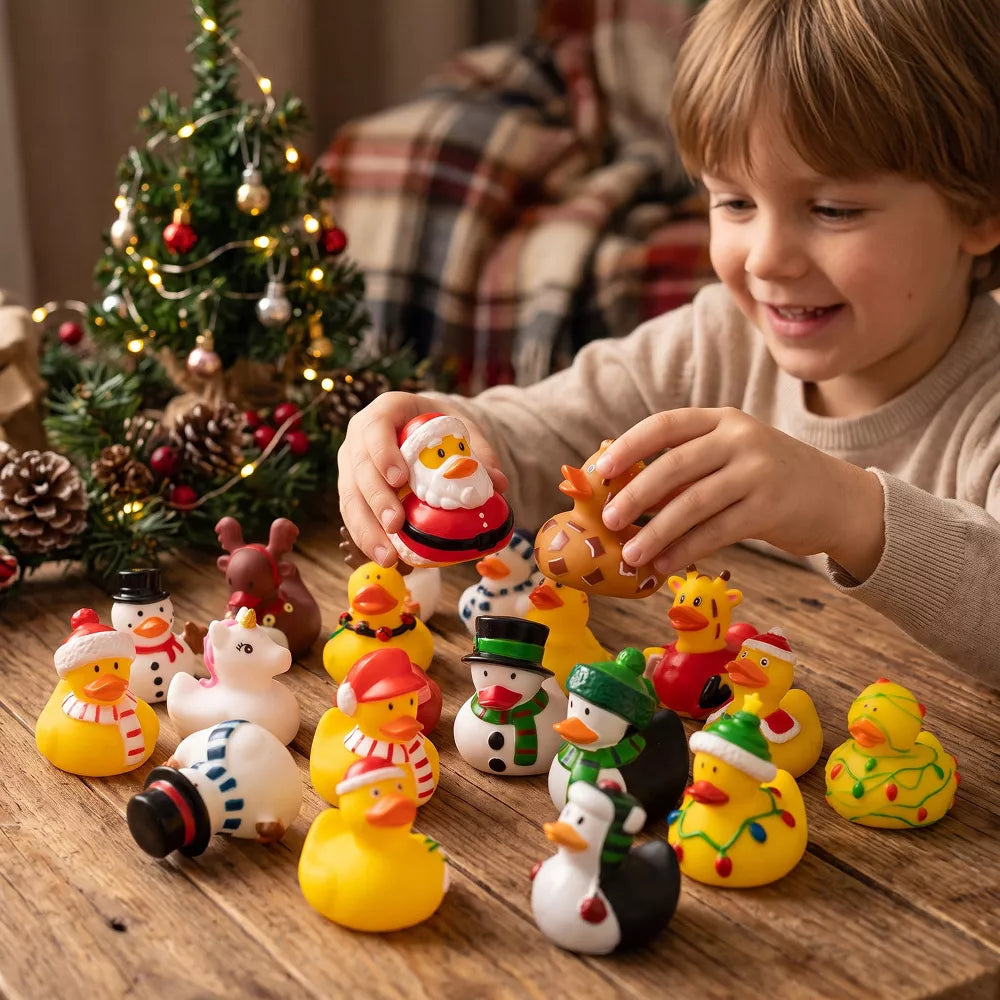 Rubber Duck Advent Calendar with 24 Collectible Ducks and Bath Toys, Holiday Designs