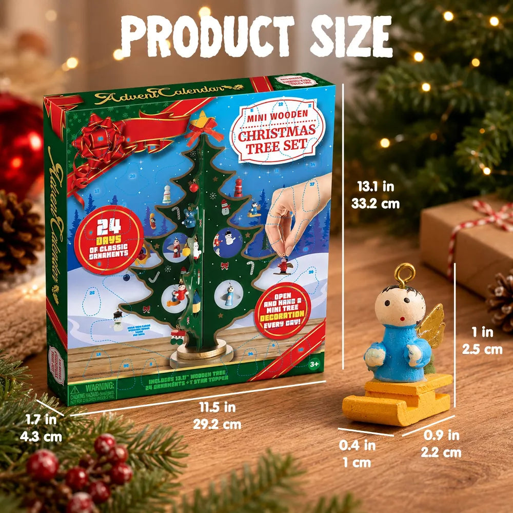 24-Piece Ornament Advent Calendar with Holiday Character Designs and Glitter Finishes