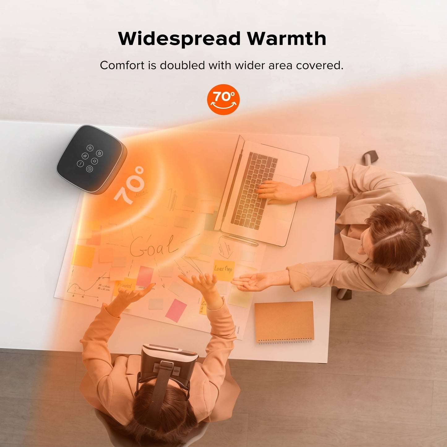Portable Space Heater, Electric Indoor Heater with 70 Degrees Oscillation and Remote Control for Home, Office and Bedroom
