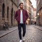 Mens Bomber Jacket with Metal Zipper and Rib Knit Trim for Spring Fall
