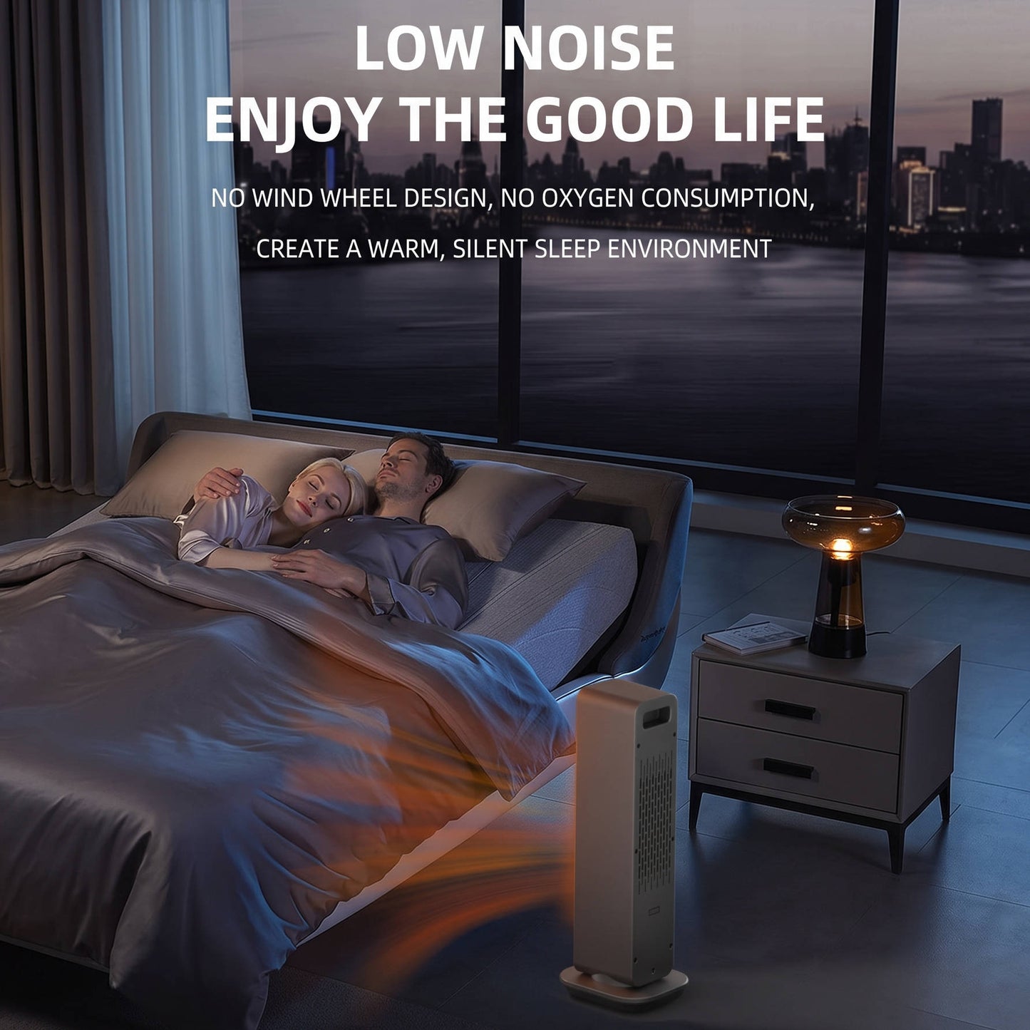 Oscillating Ceramic Space Heater, Electric Tower Heater with 3D Flame and Remote for Large Room Bedroom Office Home