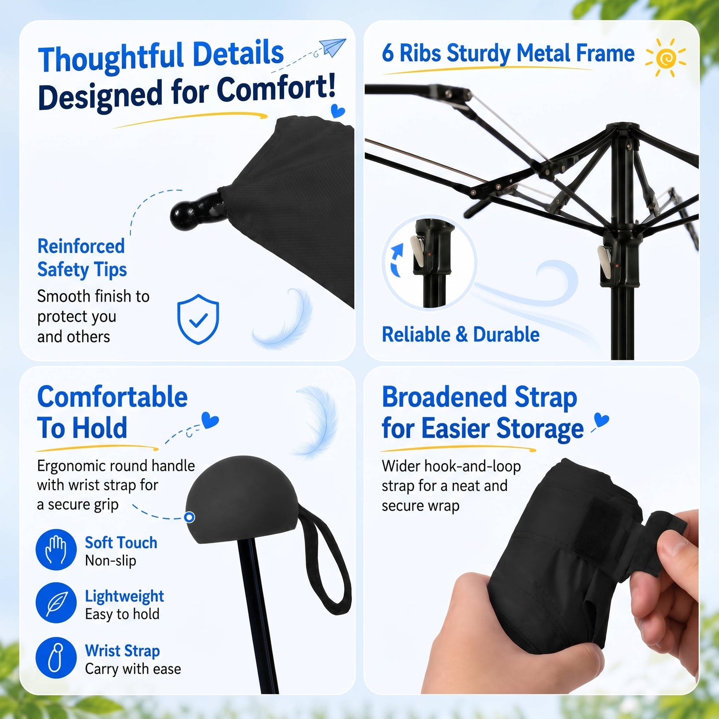 Mini Travel Umbrella, Compact Pocket Size Umbrella with UV Sun Protection for Travel and Daily Use