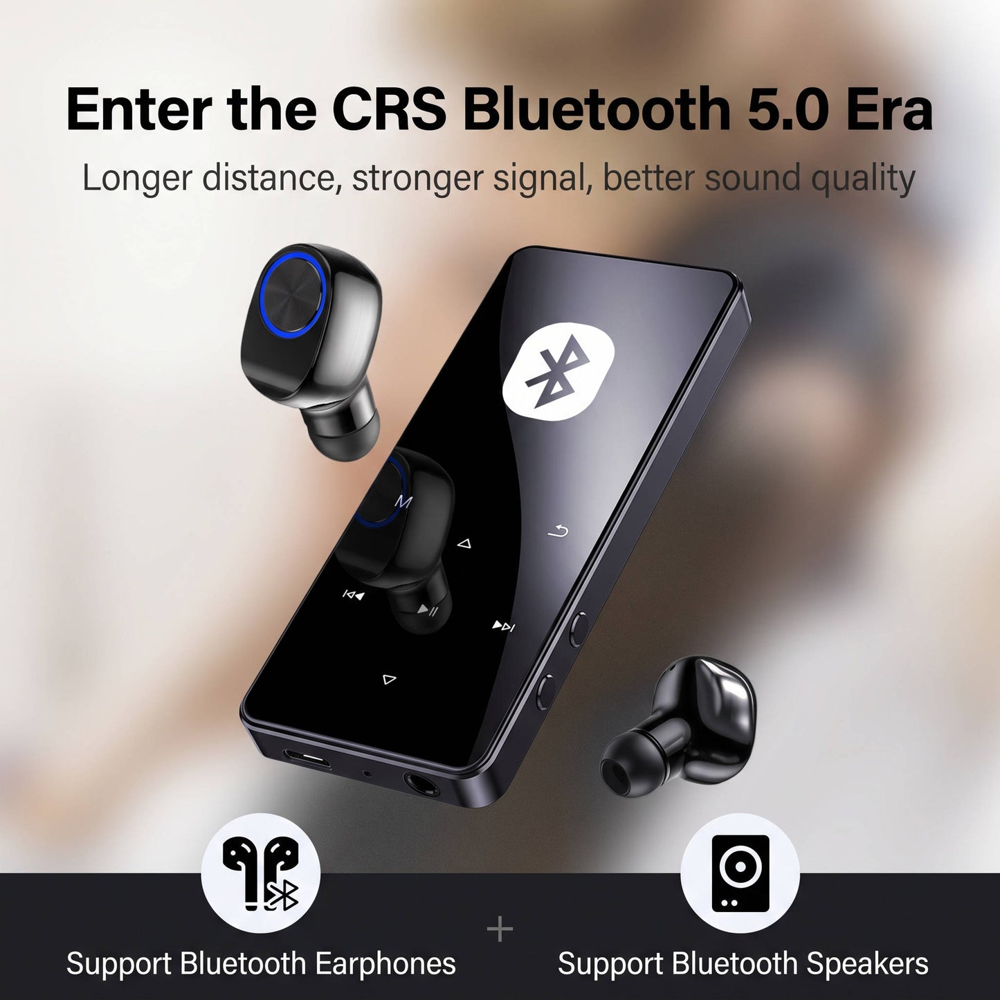 Portable MP3 MP4 Player, Bluetooth 5.0 Music Player with HD Speaker, FM Radio, Voice Recorder and E Book Function