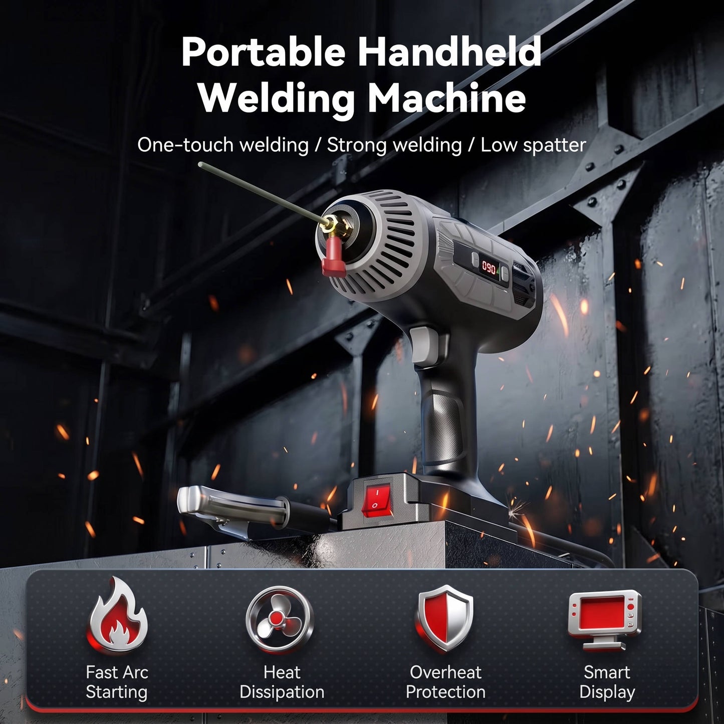 Portable ARC Welding Machine, 110V Handheld IGBT Inverter Welder, Adjustable Current, 3 32 inch Rod Compatible