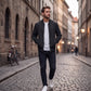Mens Bomber Jacket with Metal Zipper and Rib Knit Trim for Spring Fall