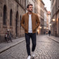 Mens Bomber Jacket with Metal Zipper and Rib Knit Trim for Spring Fall