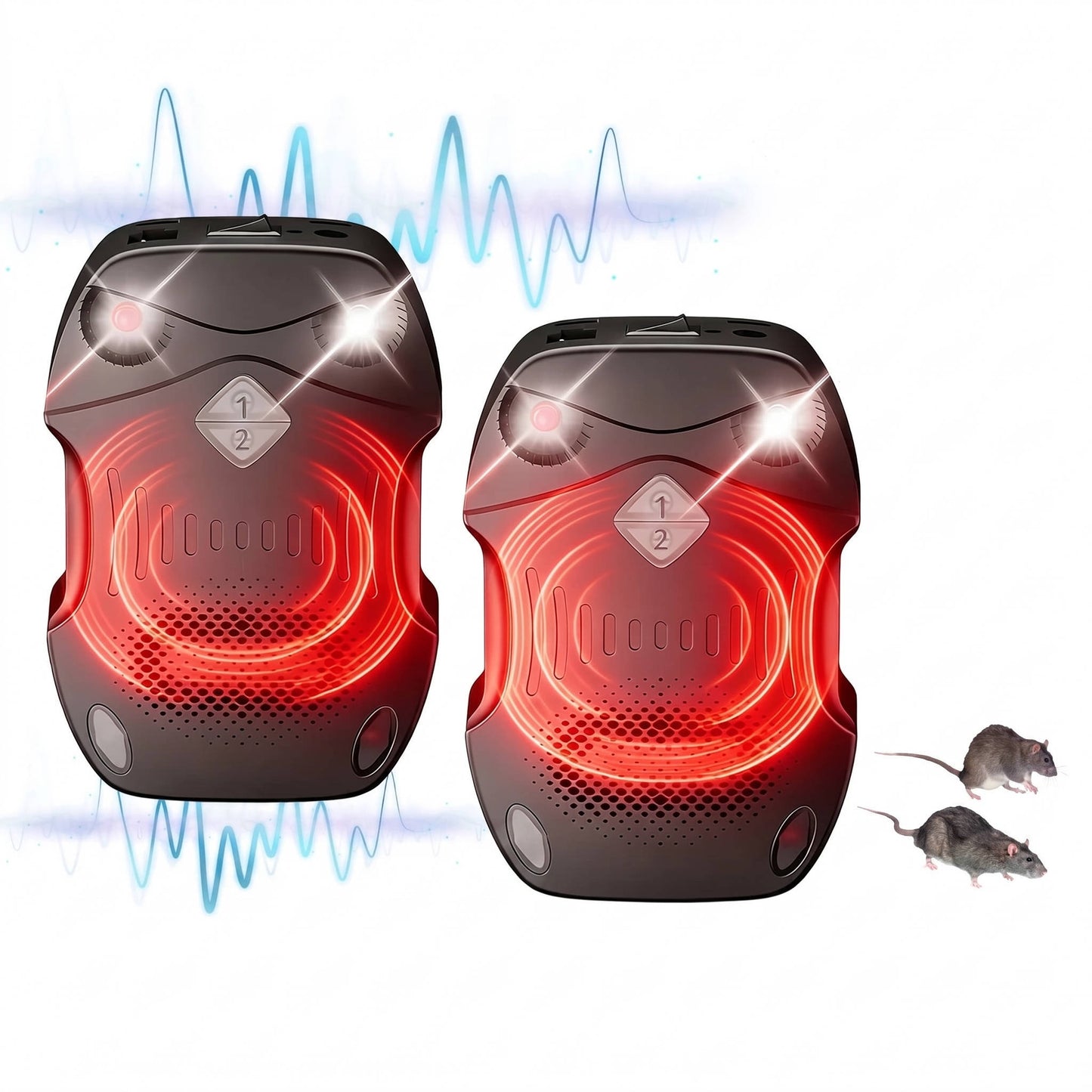 2 Pack Ultrasonic Car Rodent Repeller, Under Hood Wire Rat and Mouse Deterrent for Vehicle Engine Protection