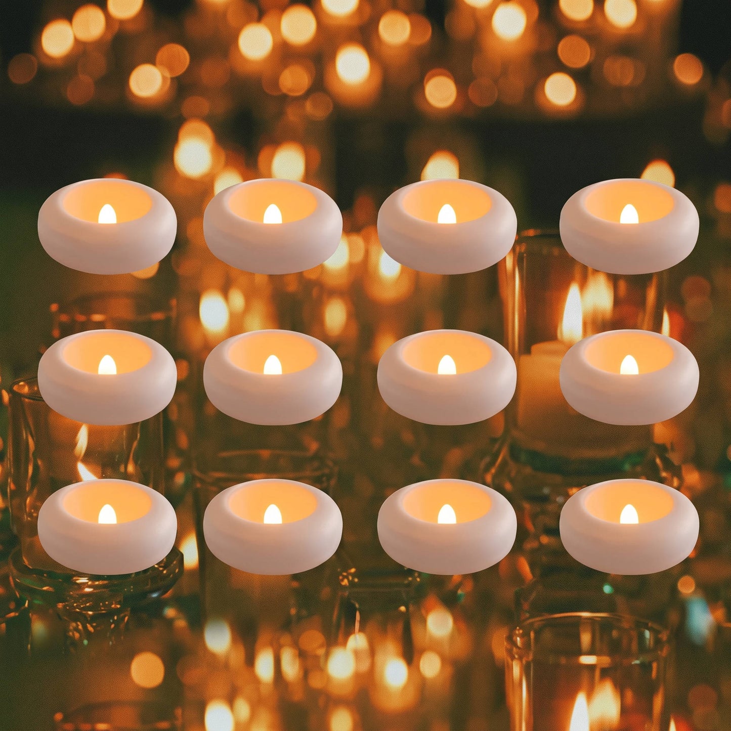 12 Pack Floating LED Tea Candles, Water Activated Waterproof Flameless Lights for Pools, Parties and Camping