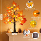 2 Pack 18 Inch Prelit Fall Maple Trees, 48 LED Lighted Maple Leaf Trees for Thanksgiving Table and Autumn Home Decor