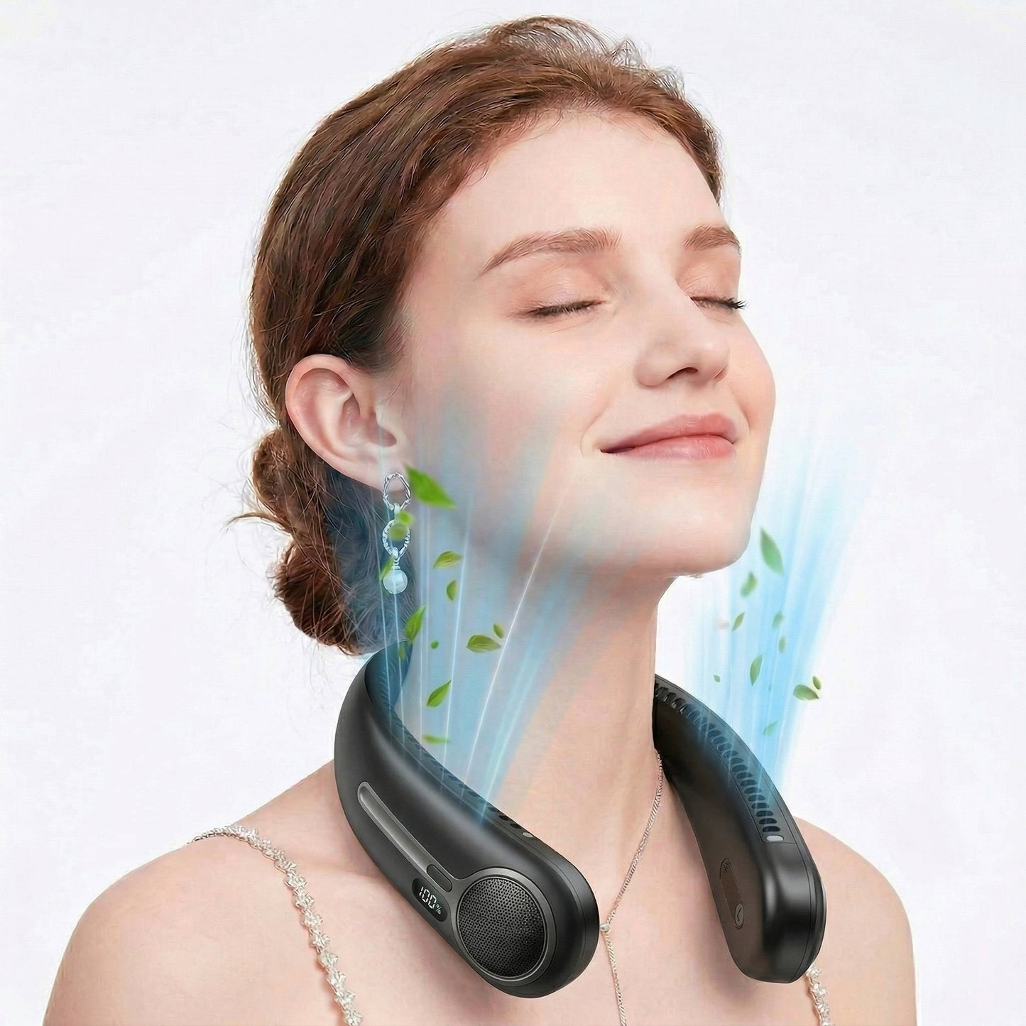 Portable Personal Wearable Neck Fan, 360° Cooling, Hands Free, Bladeless