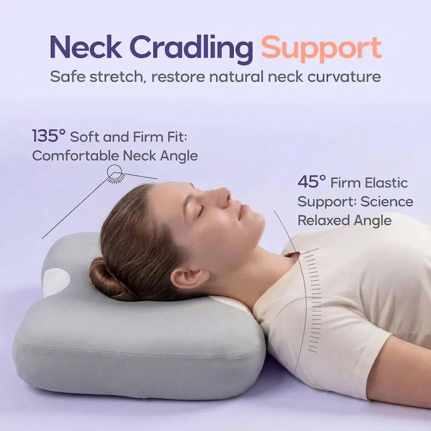 Ergonomic Cervical Neck Support Pillow, Orthopedic Contour Design for Neck and Shoulder Pain Relief