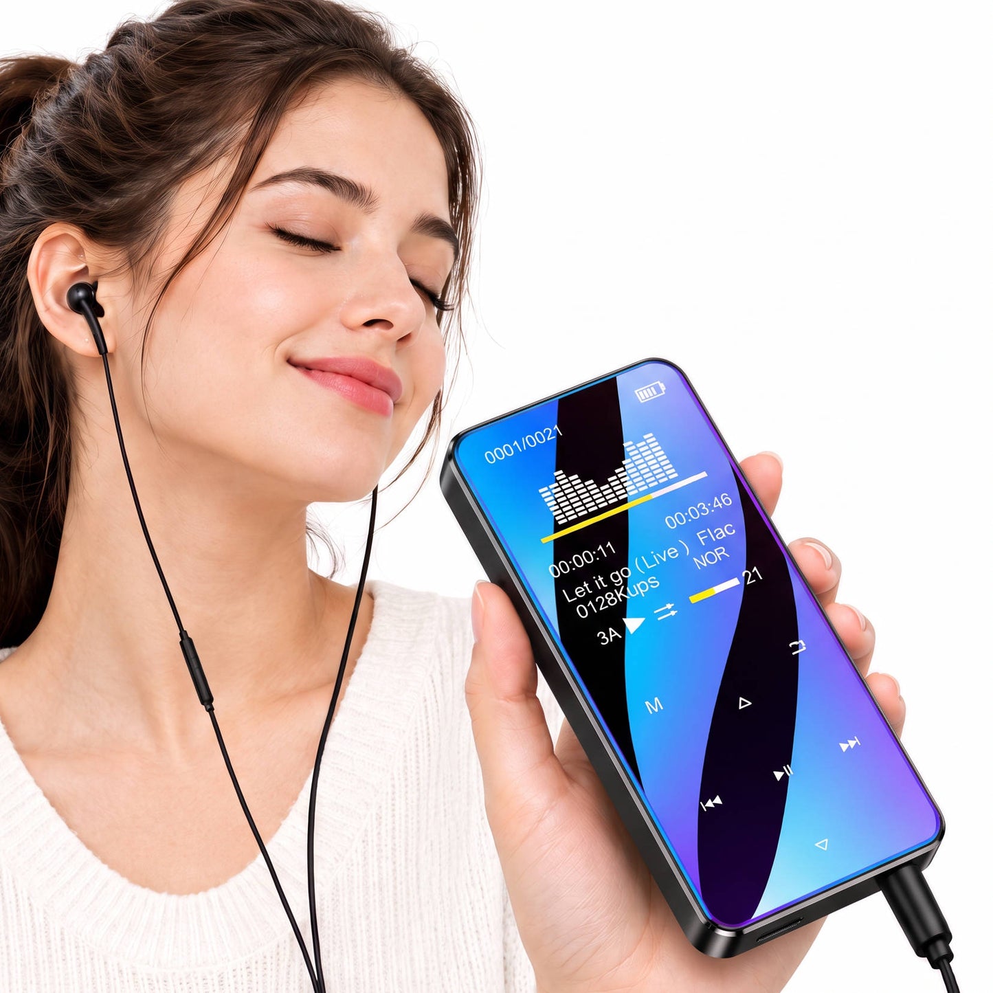 Portable MP3 MP4 Player, Bluetooth 5.0 Music Player with HD Speaker, FM Radio, Voice Recorder and E Book Function