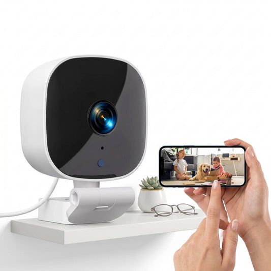 Indoor WiFi Security Camera Wall Mounted, 24H Mobile Monitoring with Night Vision for Home