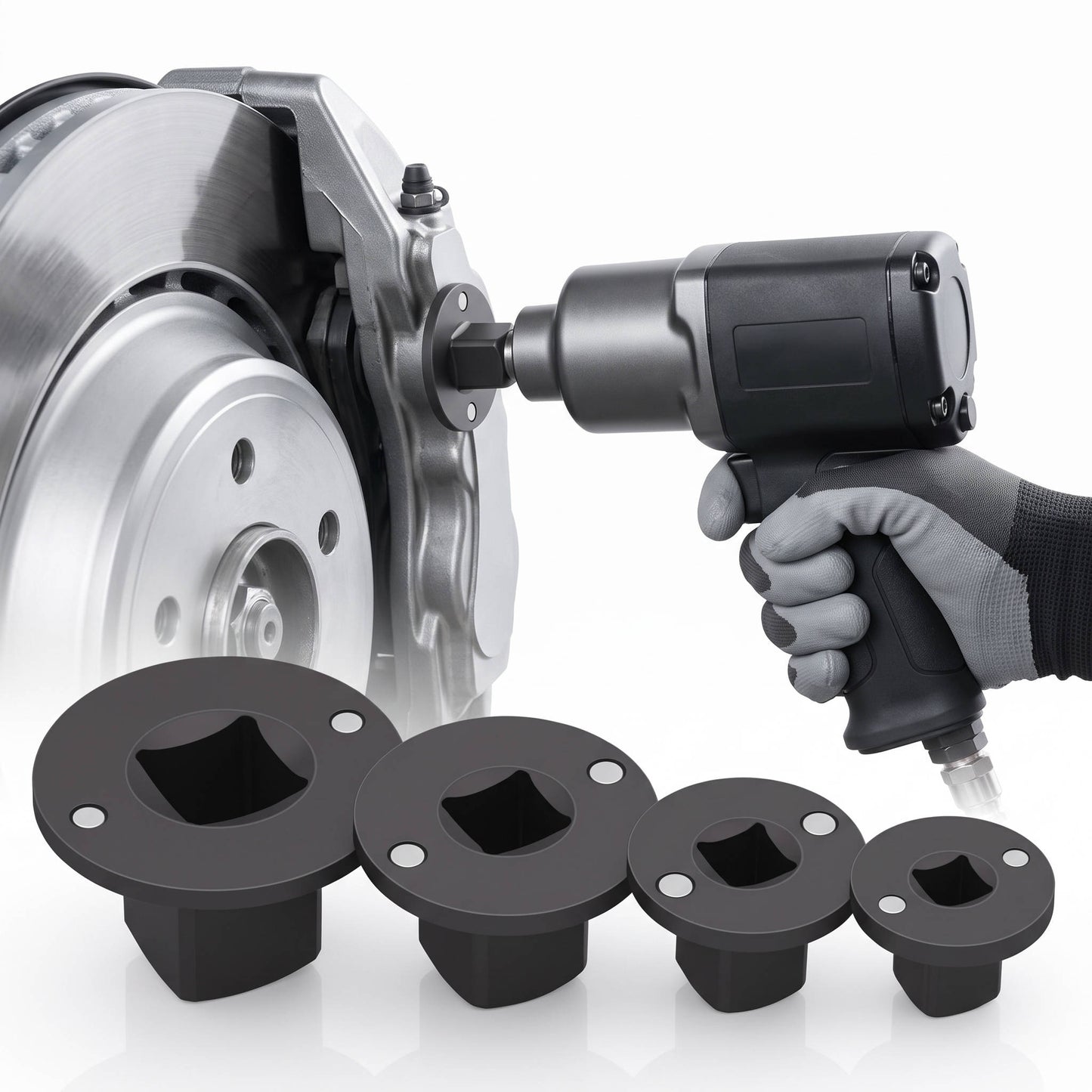 4 Piece Impact Socket Adapter Set, Low Profile Stubby Drive Ratchet Adapters, 0.25 to 1 inch for Tight Spaces