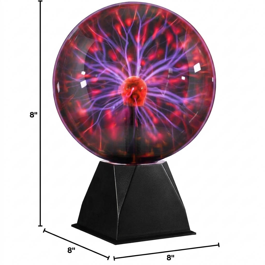 8 Inch Huge Plasma Globe, Touch & Sound Sensitive Electric Lightning Ball Lamp for Home Decor and Parties