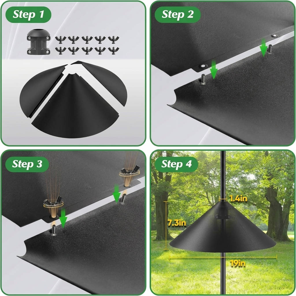 19 Inch Metal Squirrel Baffle for Bird Feeder Pole, Squirrel Proof Rain Guard Cover