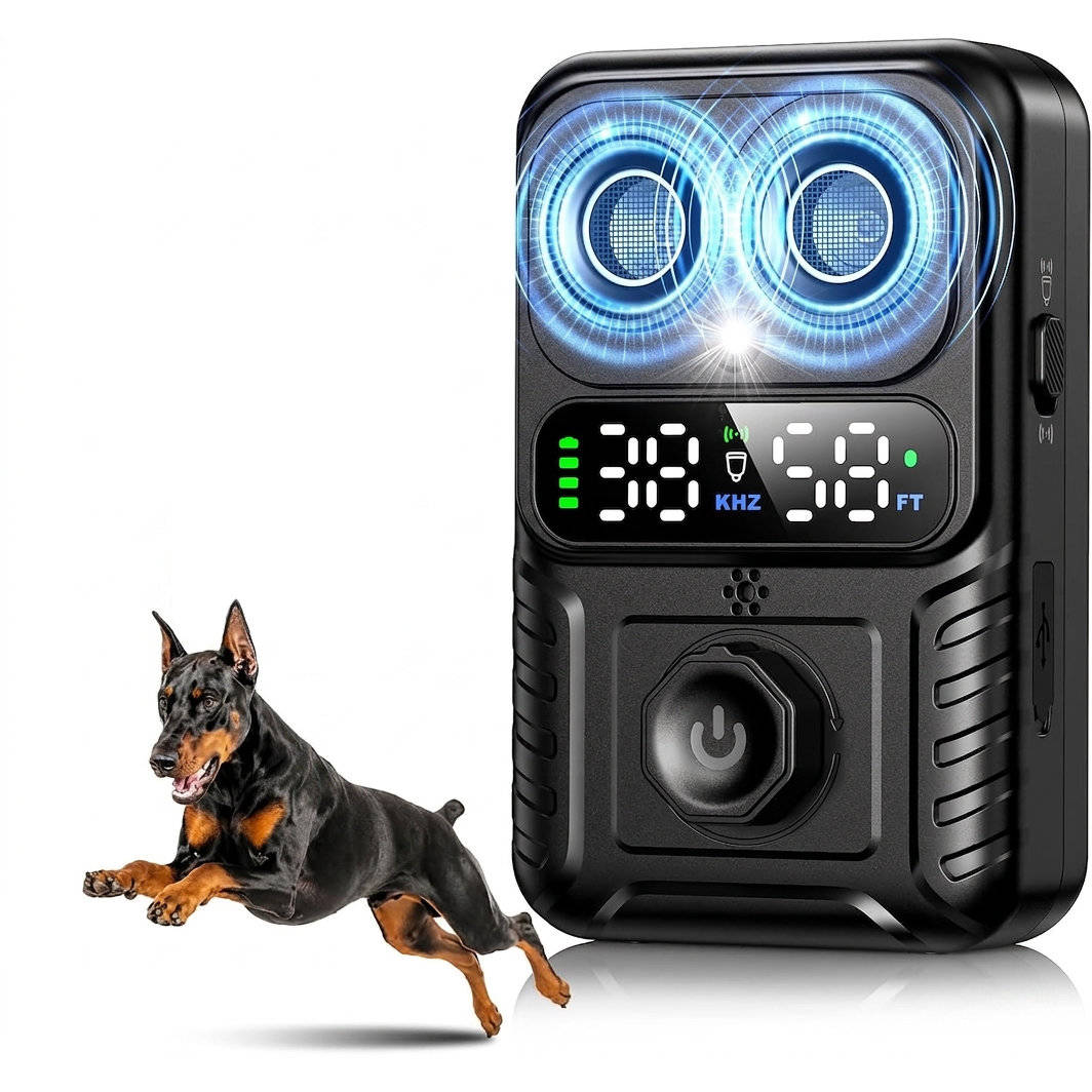 2 Pack Automatic Dog Bark Control Device, Smart Ultrasonic Anti Barking Deterrent for Dogs, Outdoor Bark Control Box