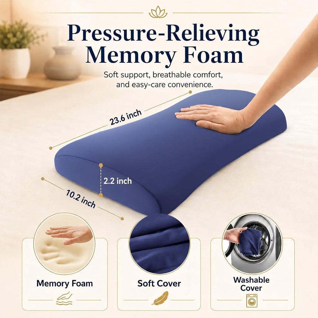 Lower Back Support Pillow, Memory Foam Lumbar Pillow for Sleeping, Cooling Waist Bolster for Side, Back and Stomach Sleepers