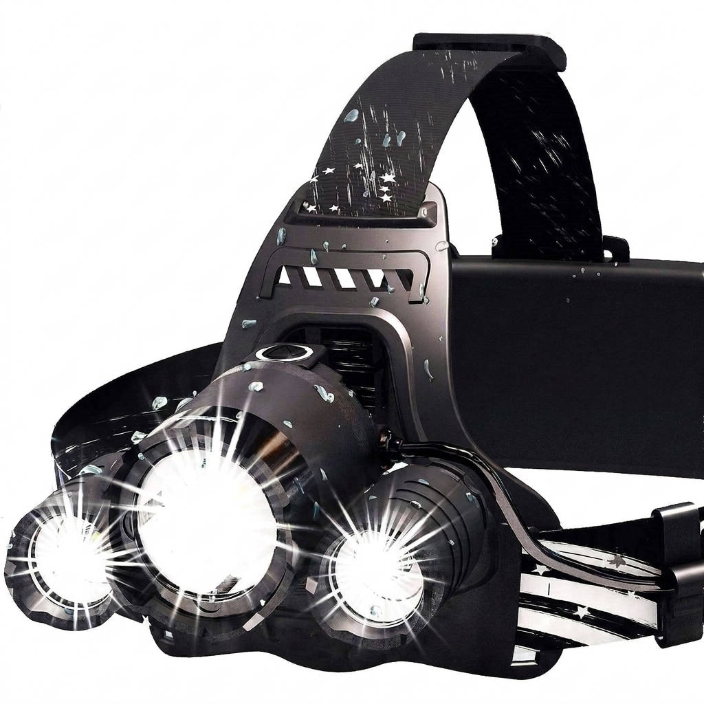 USB Rechargeable LED Headlamp, 1080 Lumen, Red Light, Zoomable IPX54 Headlight for Camping, Hiking and Hard Hats