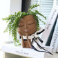 Ceramic Face Planter with Sculpted Design for Small Succulents and Herbs