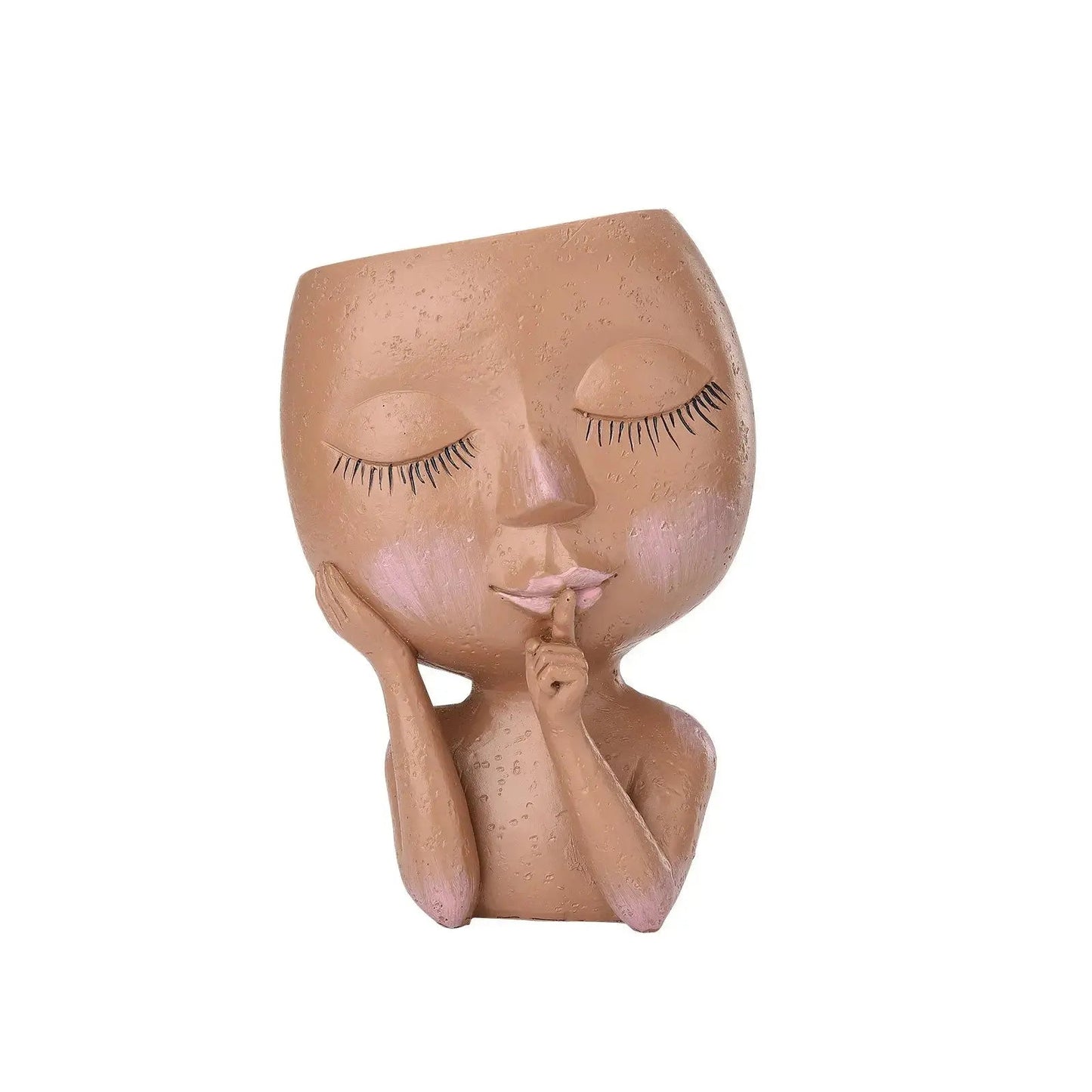 Ceramic Face Planter with Sculpted Design for Small Succulents and Herbs