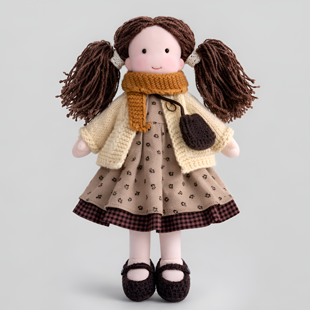 Soft Cotton Doll with Wool Stuffing and Neutral Features for Toddlers