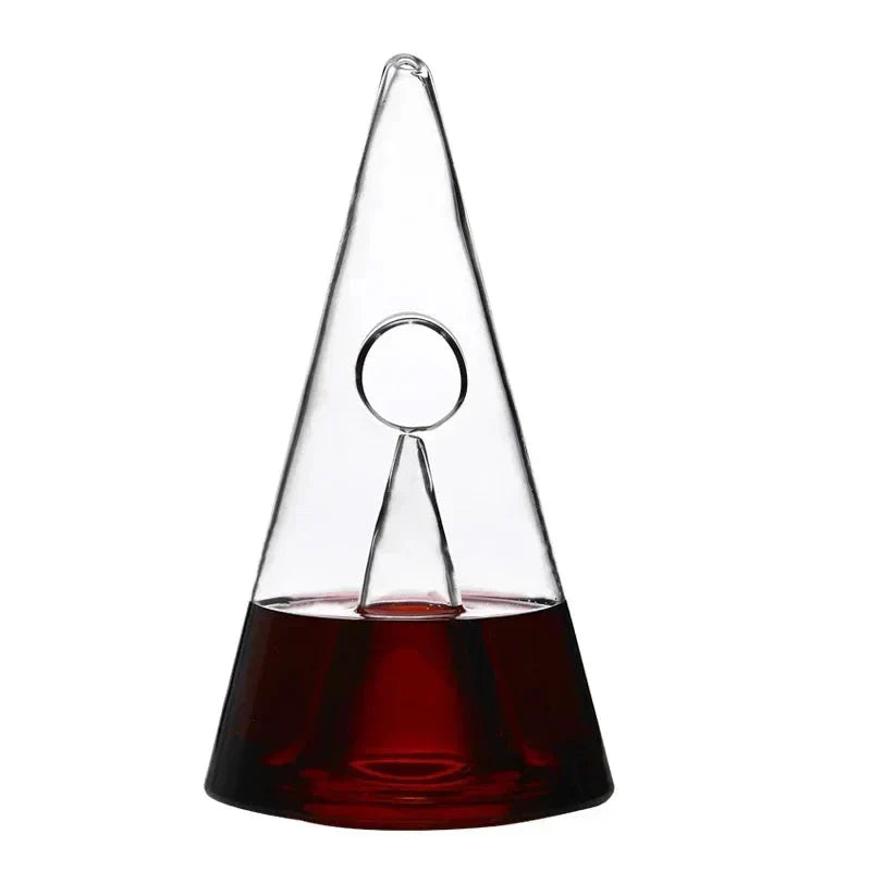 Glass Wine Decanter with Pyramid Shape and Waterfall Spout, 25.3oz