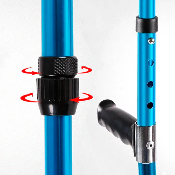 Adjustable Folding Crutch with Ergonomic Grip Handle and Anti-Slip Rubber Tip