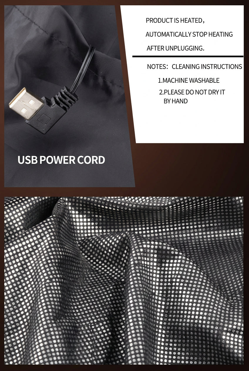 Heated Vest with 9 Heating Zones and USB Power Connection for Outdoor Activities